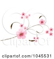 Royalty Free RF Clip Art Illustration Of Pink Cherry Blossoms On An Elegant Branch by Pushkin #COLLC1045531-0093