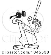 Royalty Free RF Clip Art Illustration Of A Cartoon Black And White Outline Design Of A Penguin Agent