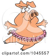 Royalty Free RF Clip Art Illustration Of A Cartoon Ballet Pig by toonaday