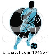 Royalty Free RF Clipart Illustration Of A Blue And Black Soccer Player Logo