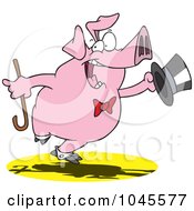 Royalty Free RF Clip Art Illustration Of A Cartoon Dancing Pig Performing by toonaday