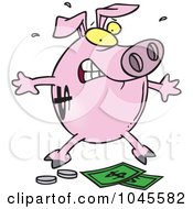 Royalty Free RF Clip Art Illustration Of A Cartoon Piggy Bank Over Money by toonaday