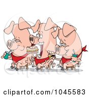 Poster, Art Print Of Cartoon Three Eating Pigs