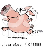 Royalty Free RF Clip Art Illustration Of A Cartoon Pig Running