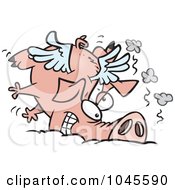 Cartoon Winged Pig Crashing