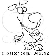 Poster, Art Print Of Cartoon Black And White Outline Design Of A Staring Dog