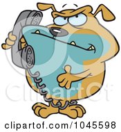 Poster, Art Print Of Cartoon Bulldog Talking On A Phone