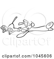 Royalty Free RF Clip Art Illustration Of A Cartoon Black And White Outline Design Of A Dog Playing Dead