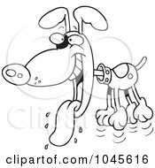 Poster, Art Print Of Cartoon Black And White Outline Design Of A Drooling Hyper Dog