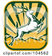 Royalty Free RF Clipart Illustration Of A Leaping Deer Logo