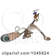 Cartoon Bird On A Pointer Dogs Tail