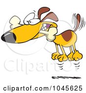 Poster, Art Print Of Cartoon Hyper Dog Jumping With A Bone In His Mouth
