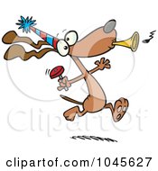 Poster, Art Print Of Cartoon Party Dog With Noise Makers