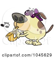 Poster, Art Print Of Cartoon Dog Playing A Saxophone