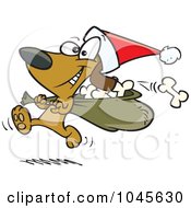 Poster, Art Print Of Cartoon Santa Paws Dog Carrying A Bag Of Bones