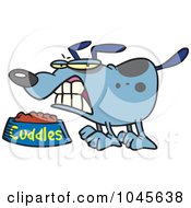 Cartoon Dog Growling Over His Food Bowl