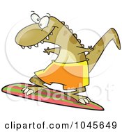 Poster, Art Print Of Cartoon Surfer Dinosaur
