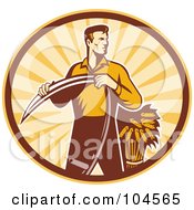 Royalty Free RF Clipart Illustration Of A Farmer With A Scythe Logo