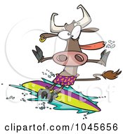 Poster, Art Print Of Cartoon Surfer Cow