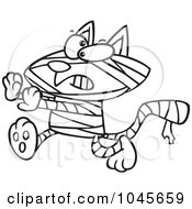 Royalty Free RF Clip Art Illustration Of A Cartoon Black And White Outline Design Of A Mummy Cat by toonaday