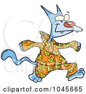 Royalty Free RF Clip Art Illustration Of A Cartoon Cat In His Pajamas