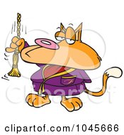 Royalty Free RF Clip Art Illustration Of A Cartoon Spoiled Cat Ringing A Bell by toonaday