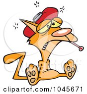 Royalty Free RF Clip Art Illustration Of A Cartoon Sick Cat With A Fever