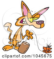 Royalty Free RF Clip Art Illustration Of A Cartoon Cat Holding A Hammer And Pulling Cheese On A String