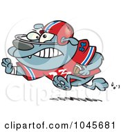 Poster, Art Print Of Cartoon Football Bulldog Running With A Straight Arm