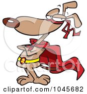 Cartoon Super Dog Standing In A Cape