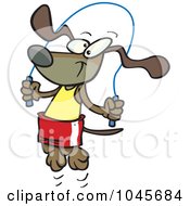 Royalty Free RF Clip Art Illustration Of A Cartoon Dog Skipping Rope by toonaday