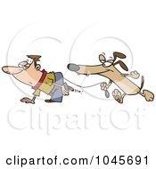 Royalty Free RF Clip Art Illustration Of A Cartoon Dog Walking A Man On A Leash