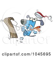 Royalty Free RF Clip Art Illustration Of A Cartoon Dog Falling Off A Sled by toonaday