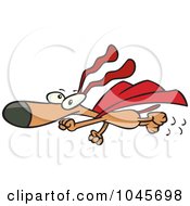 Cartoon Super Dog Flying In A Cape