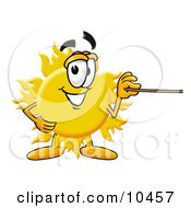 Clipart Picture Of A Sun Mascot Cartoon Character Holding A Pointer Stick