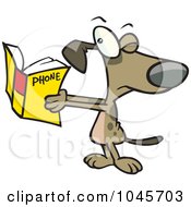 Royalty Free RF Clip Art Illustration Of A Cartoon Dog Squinting At A Phone Book