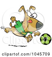 Poster, Art Print Of Cartoon Dog Playing Soccer