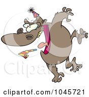 Royalty Free RF Clip Art Illustration Of A Cartoon Party Gorilla Jumping by toonaday