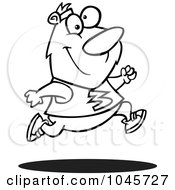 Royalty Free RF Clip Art Illustration Of A Cartoon Black And White Outline Design Of A Jogger Bear by toonaday