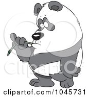 Royalty Free RF Clip Art Illustration Of A Cartoon Bored Panda Eating Bamboo by toonaday