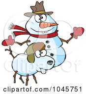 Poster, Art Print Of Cartoon Snow Dog And Snowman