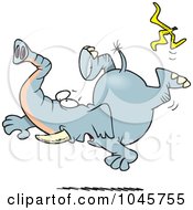 Royalty Free RF Clip Art Illustration Of A Cartoon Elephant Slipping On A Banana Peel