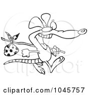 Royalty Free RF Clip Art Illustration Of A Cartoon Black And White Outline Design Of A Pack Rat by toonaday