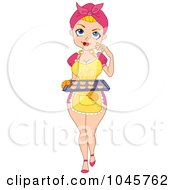 Royalty Free RF Clip Art Illustration Of A Pinup Woman Baking Heart Cookies