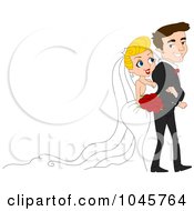 Royalty Free RF Clip Art Illustration Of A Gorgeous Wedding Couple Walking Down The Aisle
