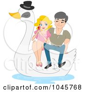 Royalty Free RF Clip Art Illustration Of A Couple On A Swan Ride by BNP Design Studio