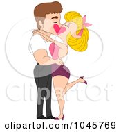 Royalty Free RF Clip Art Illustration Of A Man And Woman Kissing The Womans Leg Lifted