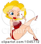 Poster, Art Print Of Blond Pinup Woman Holding A Love Letter