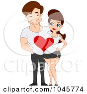 Poster, Art Print Of Couple Wearing Connecting Heart Shirts