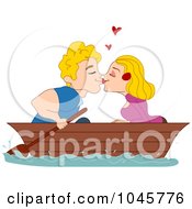 Poster, Art Print Of Couple Kissing In A Boat